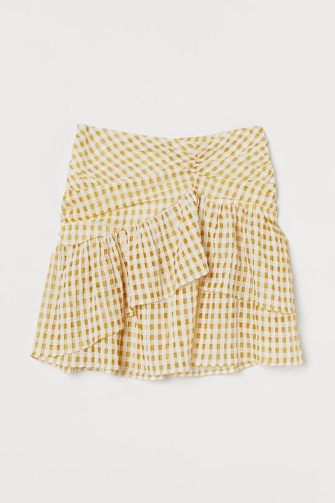 Draped Flounced Skirt - Yellow