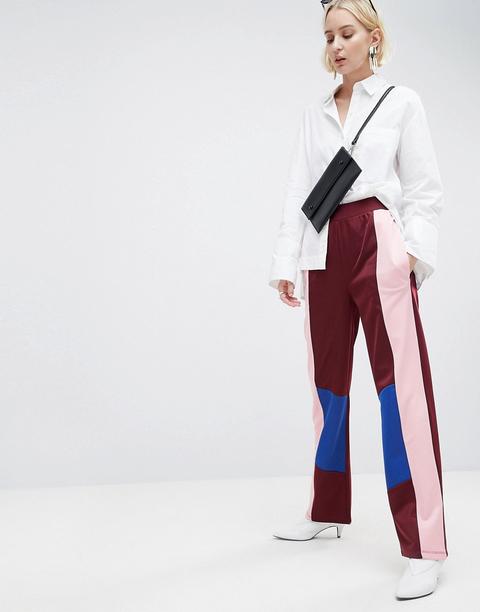 Pantalones De Chándal Con Detalle Colour Block De Asos