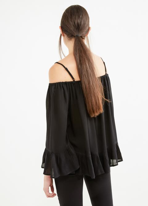 Blusa Pura Viscosa Con Volants