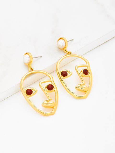 Pendientes Con Detalle De Pedrería Con Cara Abierta