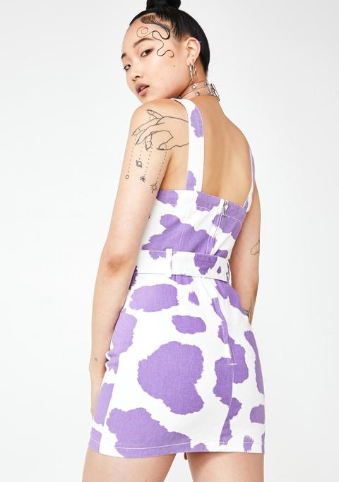 purple cow print dress