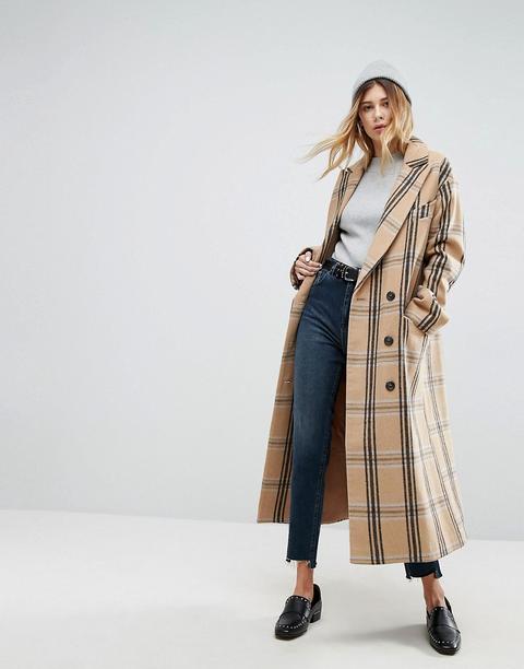 Asos Wool Coat In Check