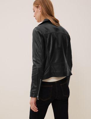 Autograph Womens Leather Biker Jacket - 6 - Black, Black