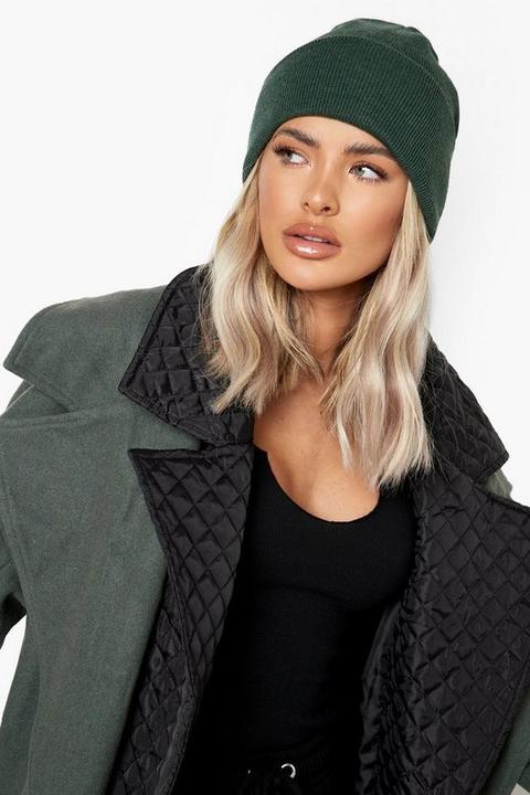 Womens Basic Beanie - Green - One Size, Green