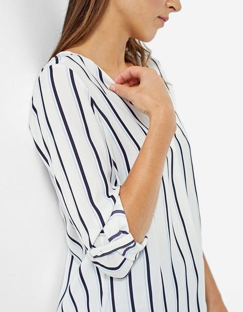 Camicia Lunga Scollo A V Stampata Azzurro Mare