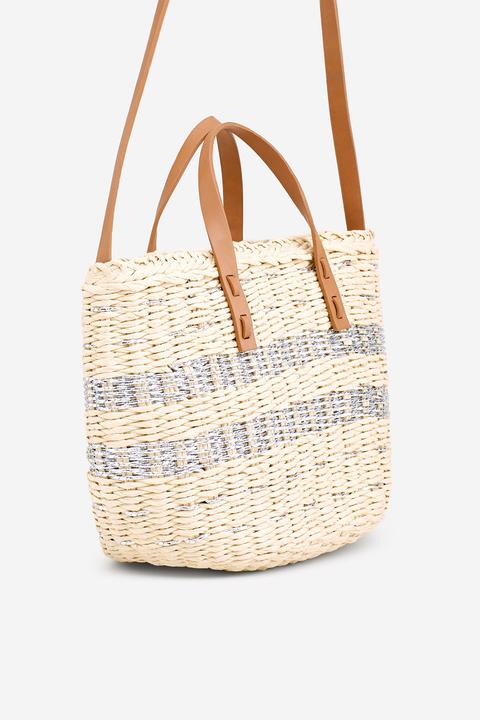 Bolso Tipo Cesta Plateado