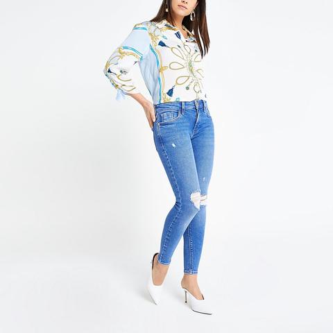 Petite Bright Blue Amelie Super Skinny Jeans