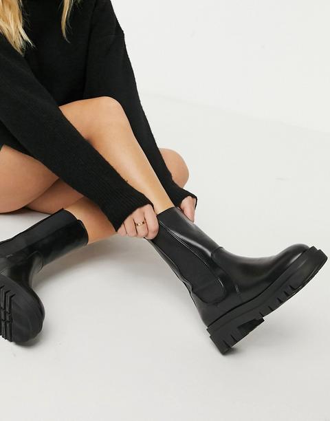 Pimkie Chunky Pull On Chelsea Boots With Back Tab In Black