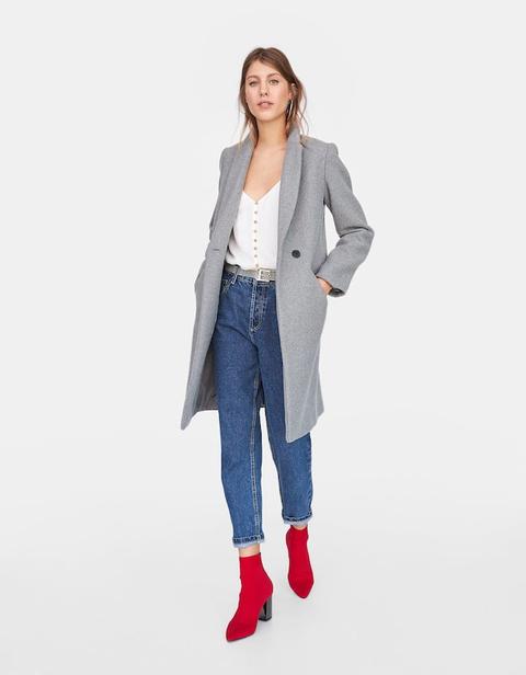 Cappotto Basic In Lana Grigio Medio