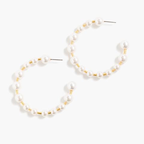 Pearl Hoop Earrings