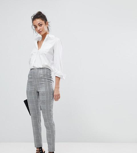 Parisian Tall - Pantaloni Stretti In Fondo A Quadri - Nero