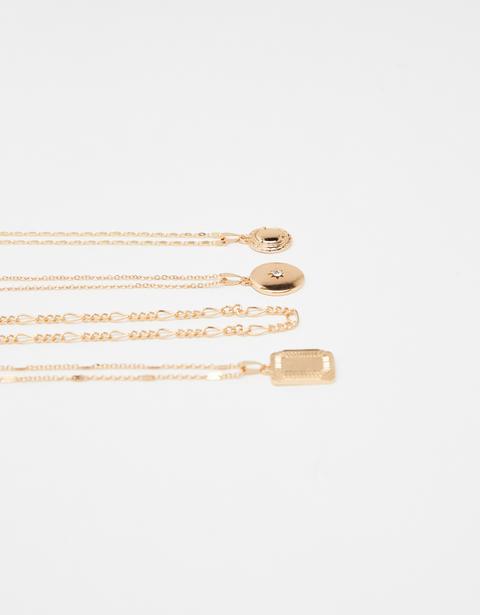 Collar Multi Cadenas Con Medalla