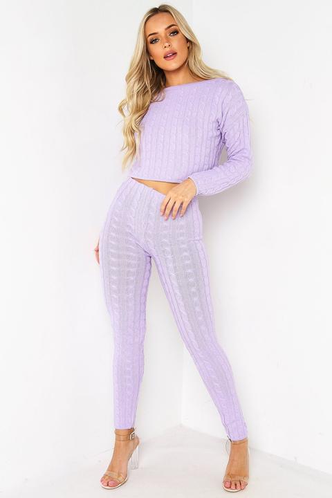 Dusky Lilac Cable Knit Legging Co-ord Set