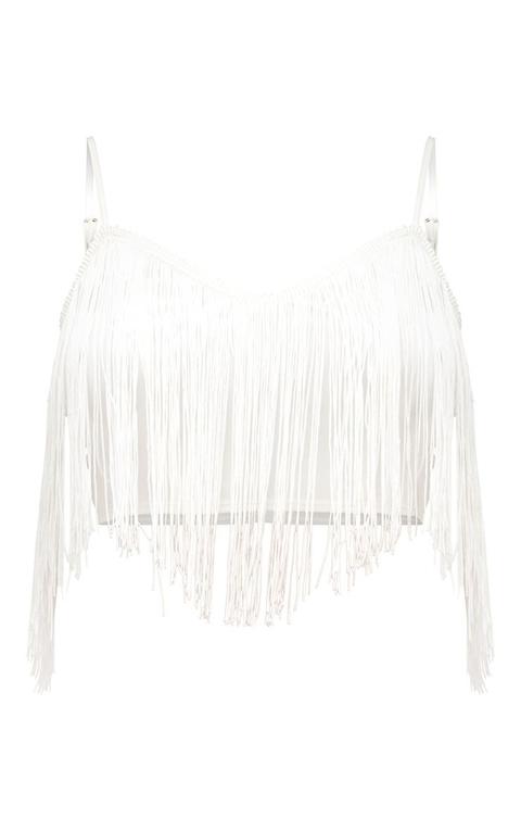 white tassel crop top