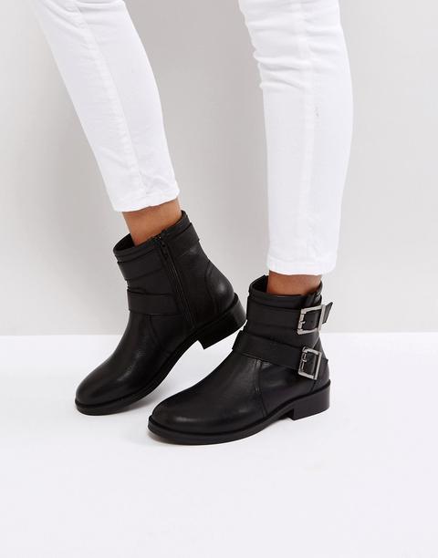 Asos - Allen - Stivaletti Stile Motociclista In Pelle - Nero
