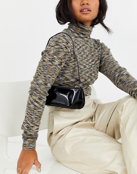 Asos Design - Petit Sac Porté Épaule Verni Style Années 90-noir