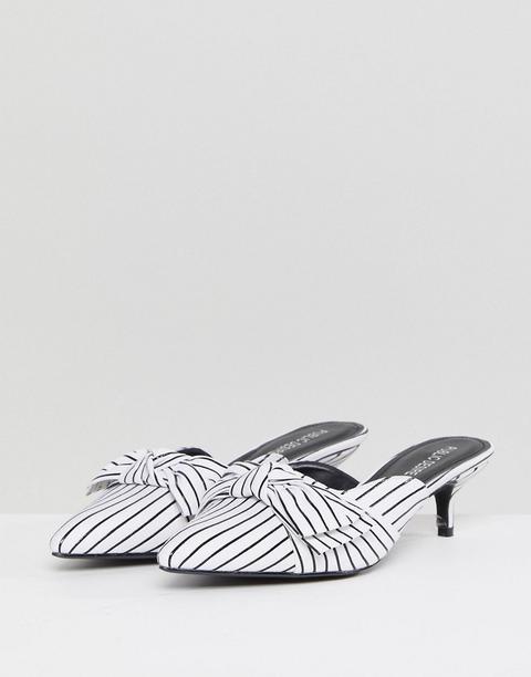 Public Desire - Karrie - Sabot Bianchi A Righe Con Tacchetto A Spillo - Bianco