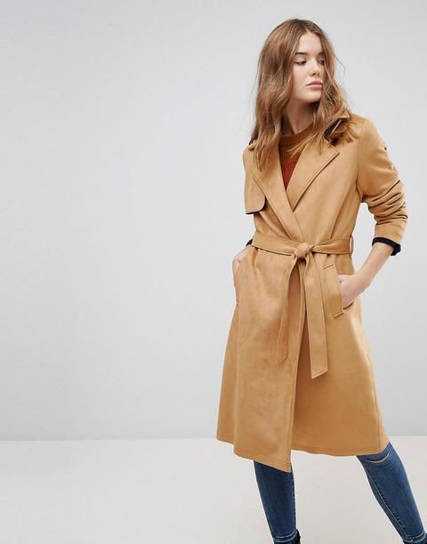 New Look - Impermeabile In Camoscio Sintetico - Cuoio
