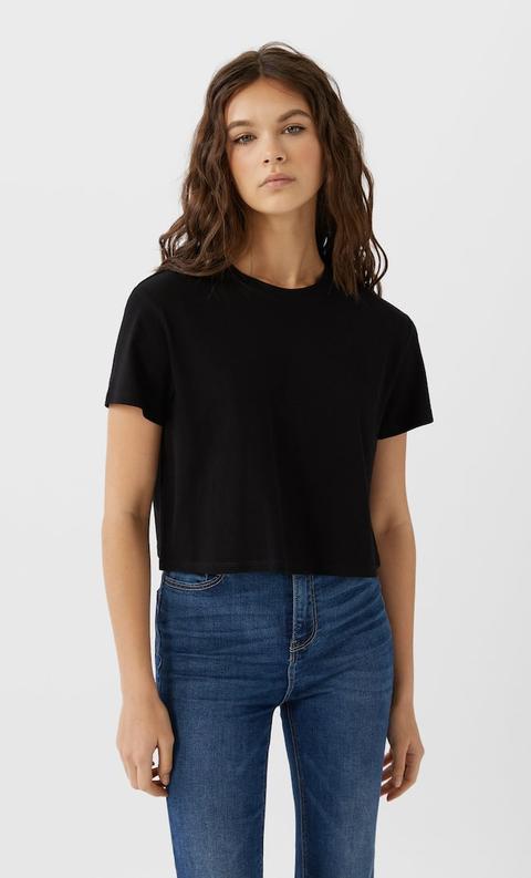 Stradivarius Pack De 2 Crop Tops À Manches Courtes Femme Noir L