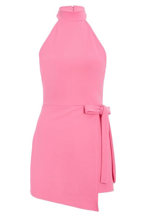 Pink Halterneck Skort Playsuit