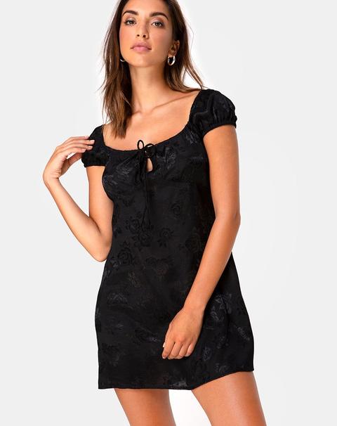 Gaval Mini Dress In Satin Rose Black 