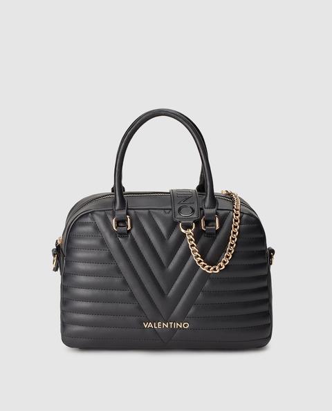 Valentino - Bolso De Mano Acolchado En Negro Con Asa Larga Extraíble