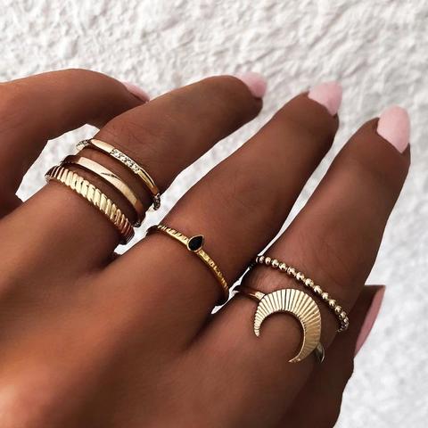 Set De Anillo Con Diseño De Luna 6 Piezas