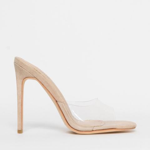 nude suede stilettos