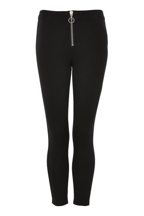 Womens Petite 28" Zip Front Joni Jeans - Black, Black