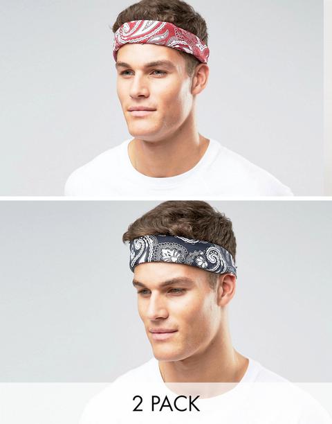 Pack De 2 Bandanas Con Estampado De Cachemir En Burdeos Y Negro De Asos