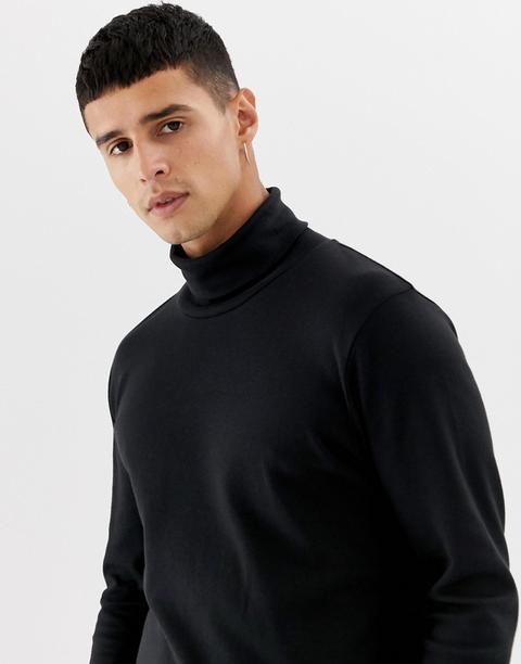 Selected Homme - Top Dolcevita A Maniche Lunghe - Nero
