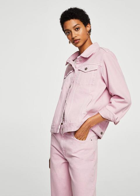 Cazadora Denim Rosa Bolsillos