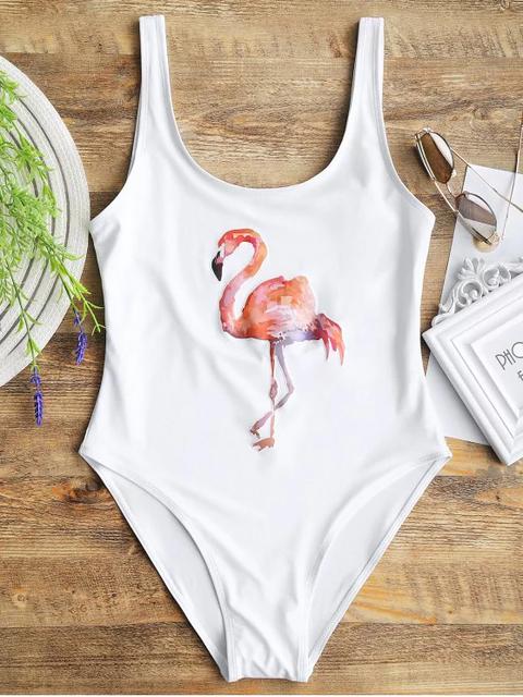 Traje De Baño De Estampado De Flamenco De Corte Alto