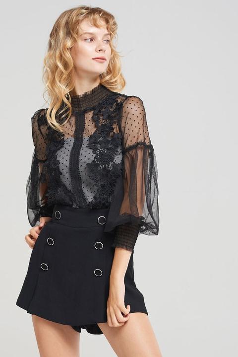 Dora Floral Lace Mesh Blouse-2 Colors