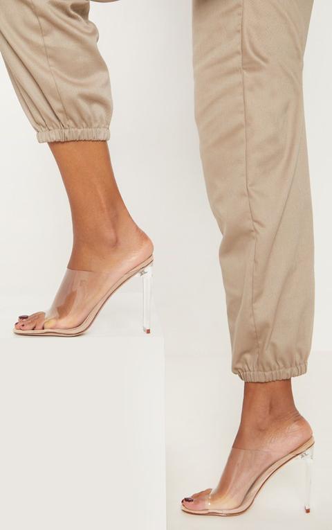 Nude Clear High Flat Heel Mule