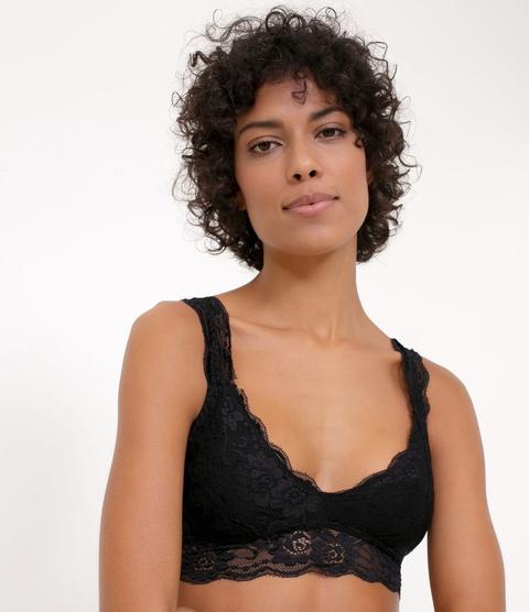 Sutiã Top Sem Bojo Em Renda Floral