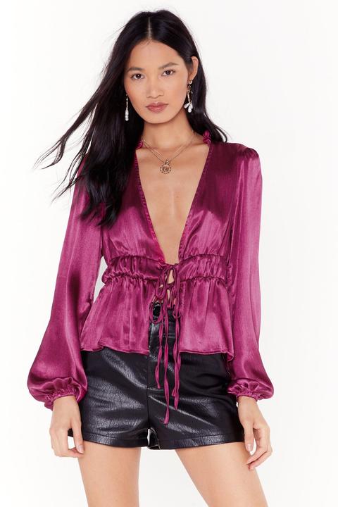 Womens Satin Sheets Tie Blouse