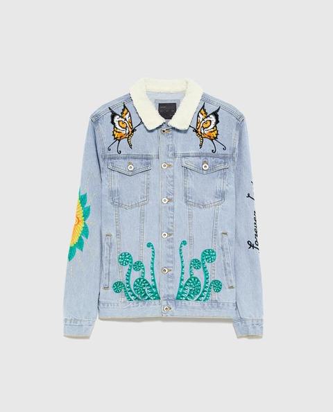 Embroidered Denim Jacket from Zara on 
