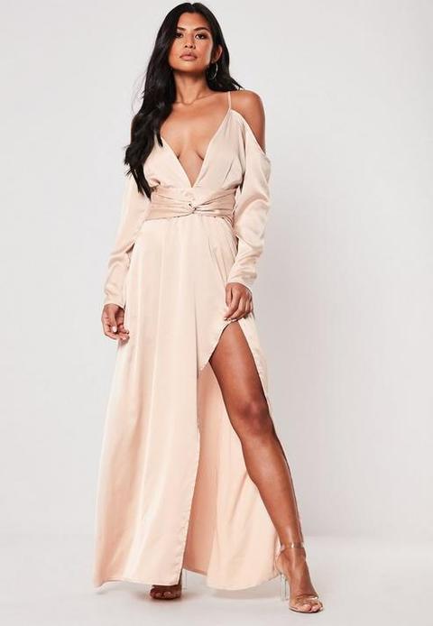 satin plunge maxi dress