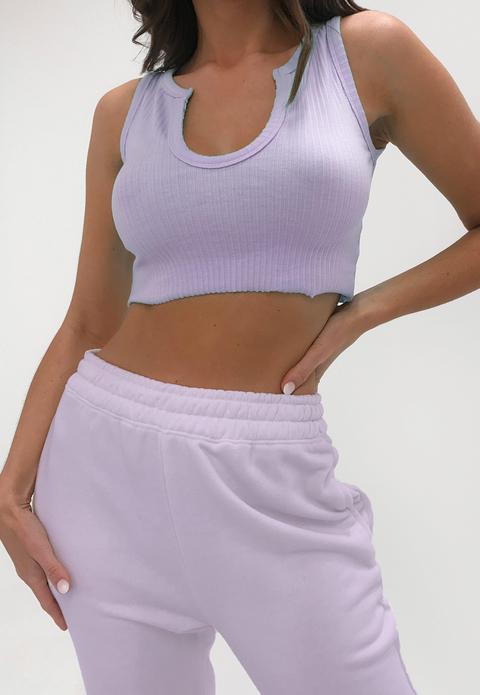 Crop Top Lilas À Encoche Tall