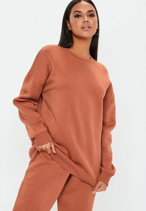 Rust Oversized Brush Back Sweatshirt, Rust