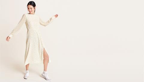 Cream Ditsy Floral Georgie Midi Dress
