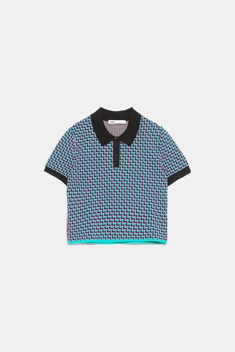 Polo In Maglia Jacquard Con Design Geometrico