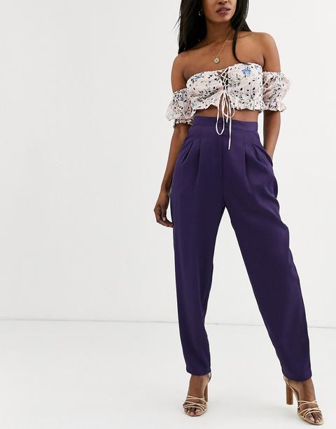 Asos Design - Pantalon Bouffant En Satin-violet