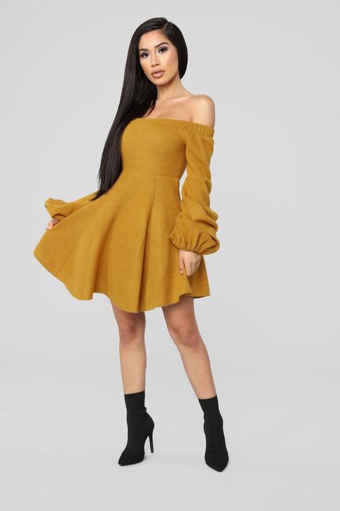 Independent Woman Dress - Mustard