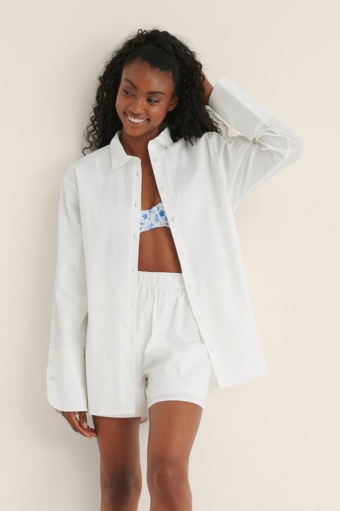 Mimi A.r X Na-kd Chemise Oversize En Coton - White