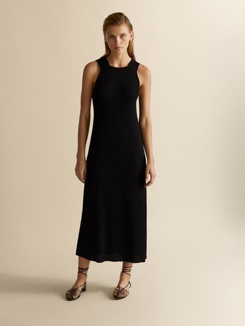 Interconectar Lo dudo pase a ver Vestido Canalé Negro Halter from Massimo Dutti on 21 Buttons