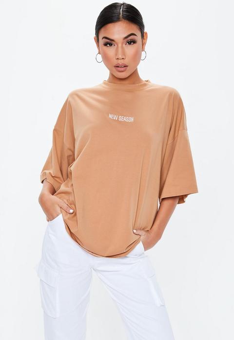 Camel New Season Oversized T Shirt, Brown