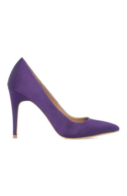 Purple Satin Stiletto Heel