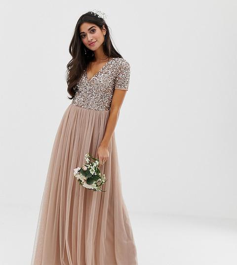 maxi tulle dress with tonal delicate sequins